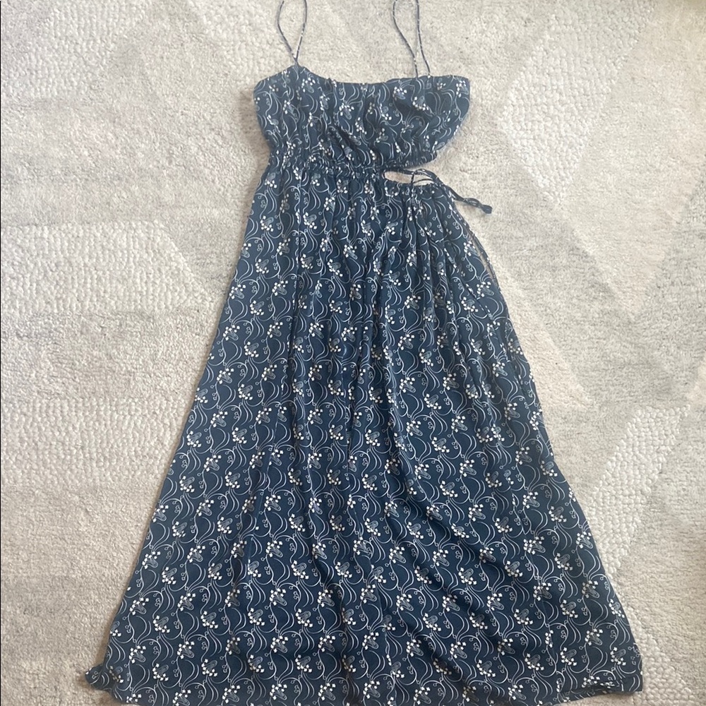 🔵J. Crew Blue and White Smocked Maxi Dress for Wedding Guest - Picture 3 of 13